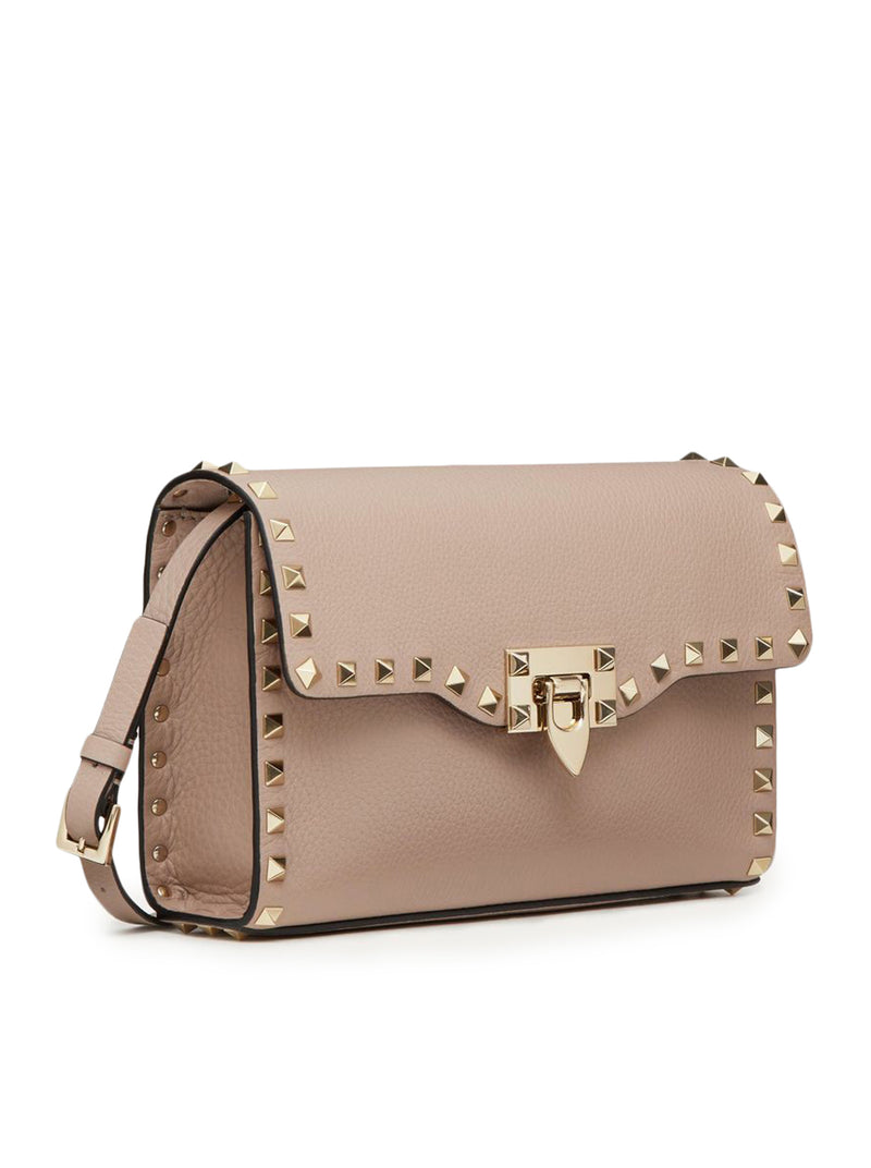 SMALL ROCKSTUD CROSSBODY BAG IN GARNET CALFSKIN