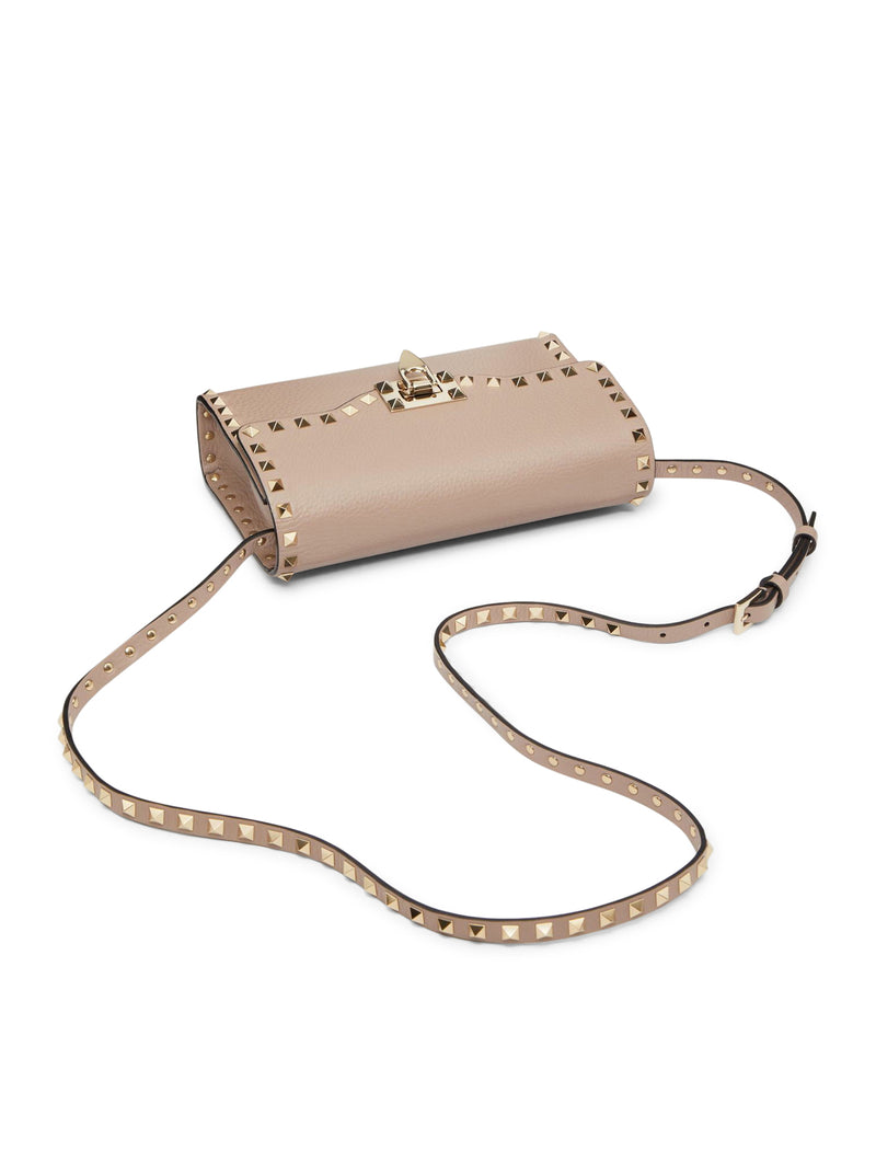 SMALL ROCKSTUD CROSSBODY BAG IN GARNET CALFSKIN