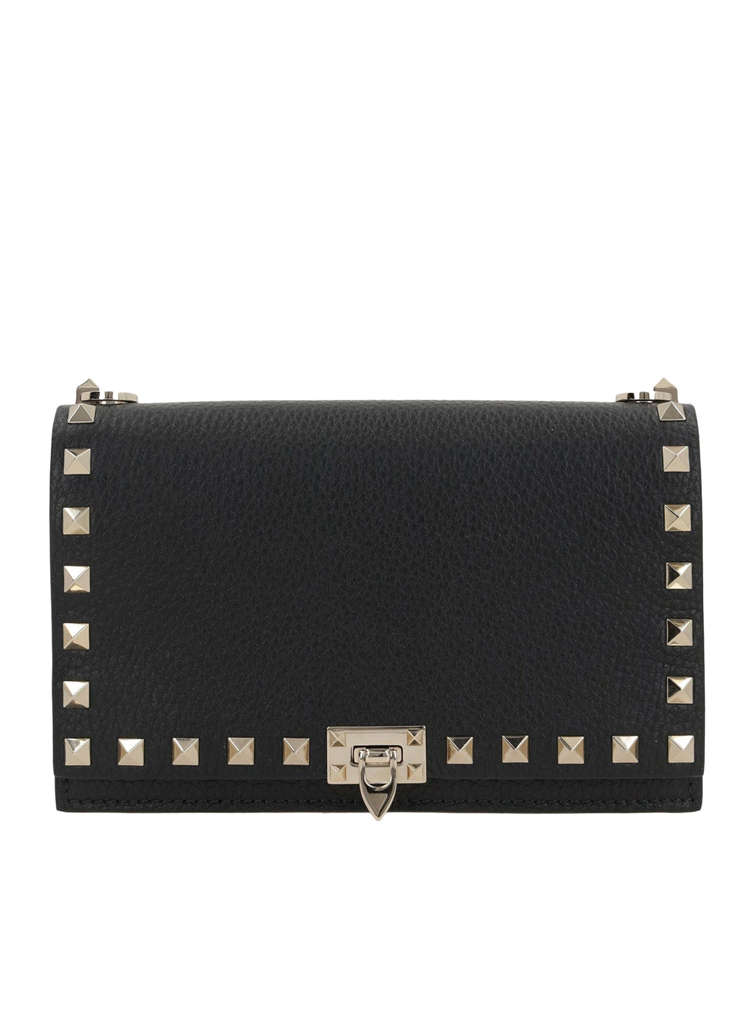 POUCH WITH ROCKSTUD CHAIN IN GRAINED CALFSKIN