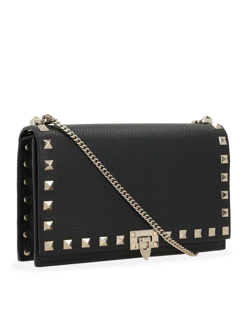 POUCH WITH ROCKSTUD CHAIN IN GRAINED CALFSKIN