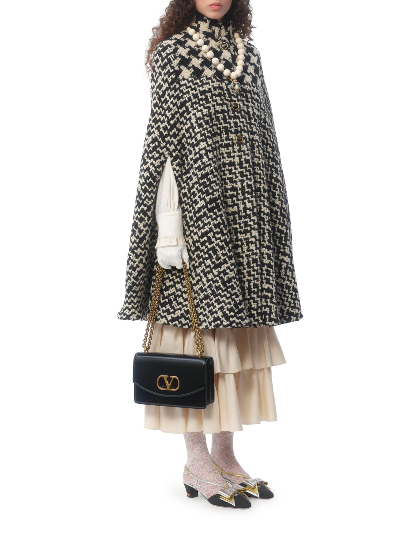 GEOMETRIC TWEED CAPE