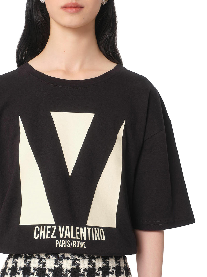 CHEZ VALENTINO PRINT COTTON JERSEY T-SHIRT