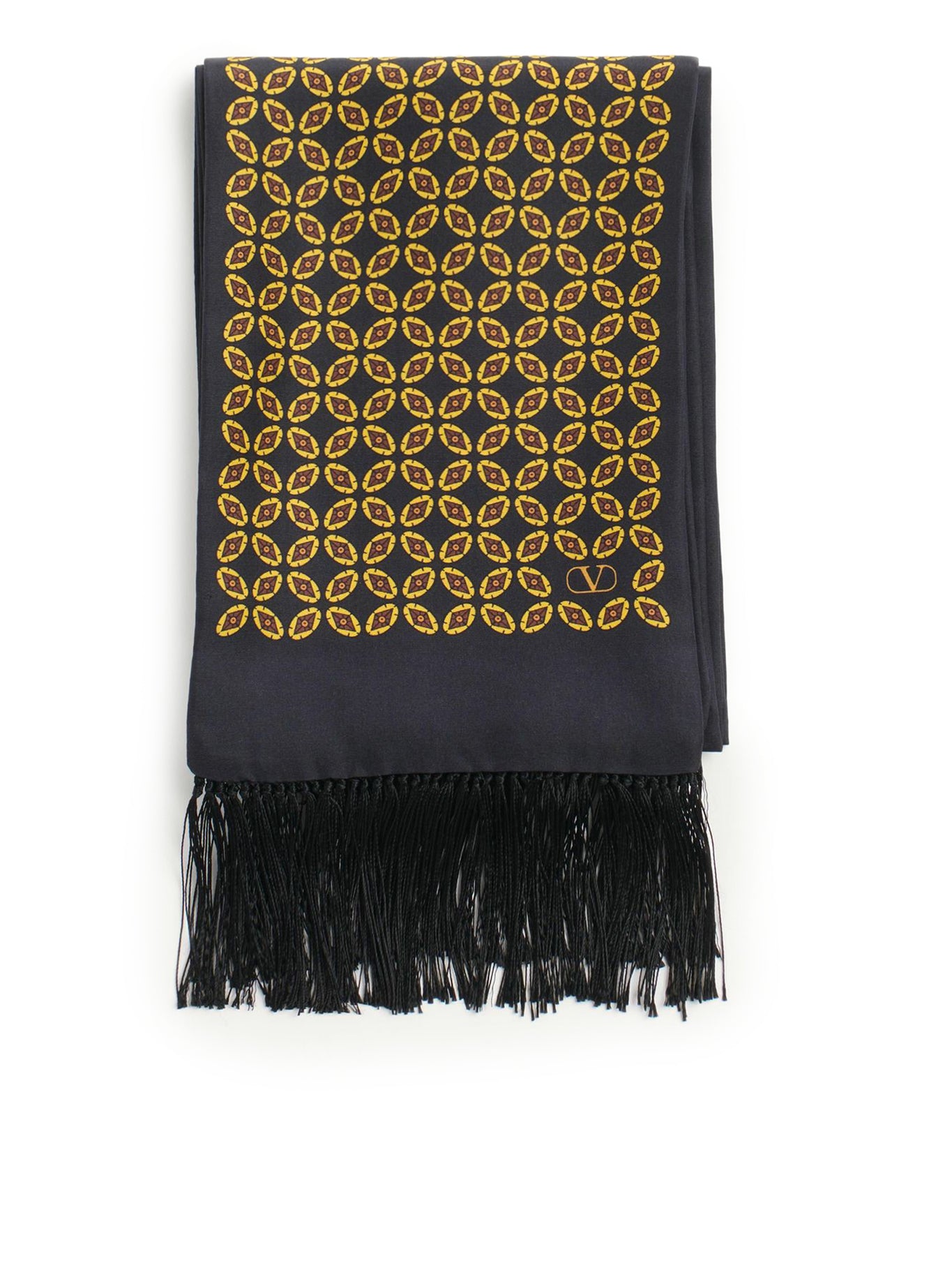 CHAMBER SILK BANDEAU SCARF WITH FRINGE