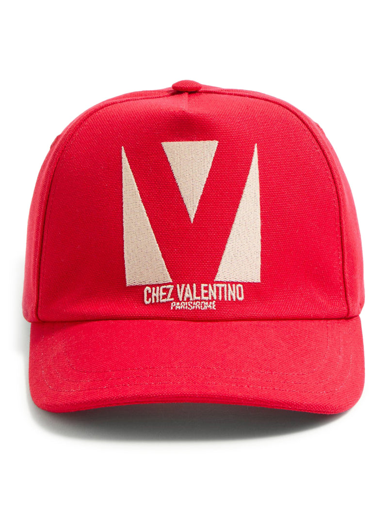 CHEZ VALENTINO COTTON BASEBALL CAP WITH EMBROIDERY