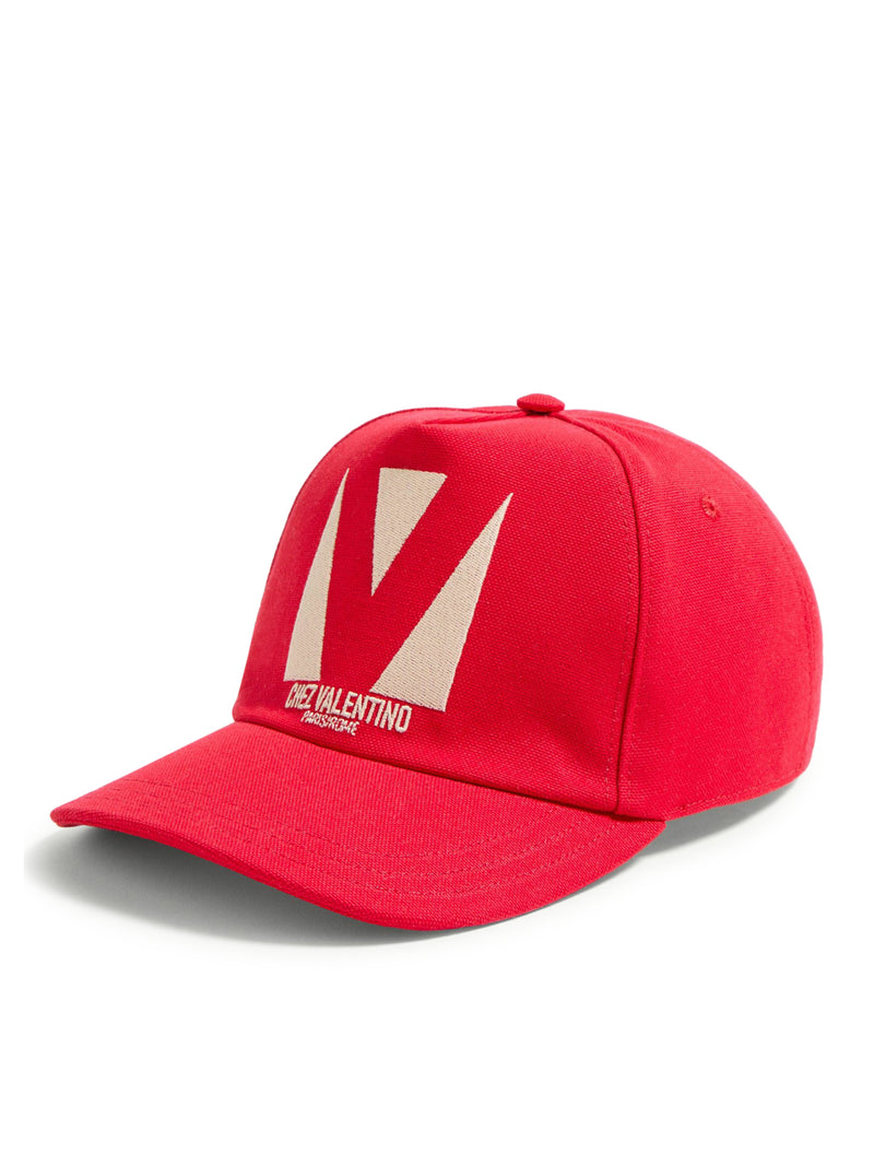 CHEZ VALENTINO COTTON BASEBALL CAP WITH EMBROIDERY