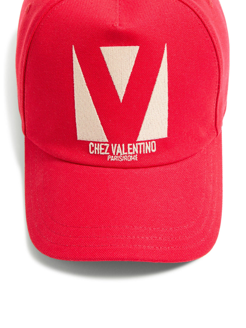 CHEZ VALENTINO COTTON BASEBALL CAP WITH EMBROIDERY