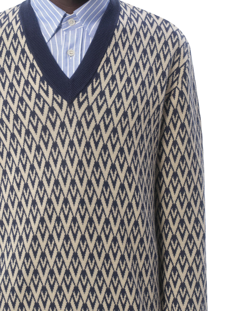 WOOL SWEATER WITH JACQUARD PATTERN TOUTE LA V