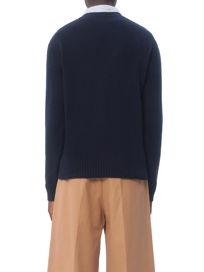 CREWNECK WOOL SWEATER WITH CHEZ VALENTINO EMBROIDERY