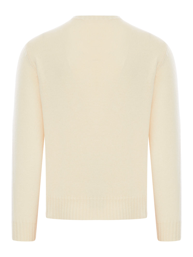 CREWNECK WOOL SWEATER WITH CHEZ VALENTINO EMBROIDERY