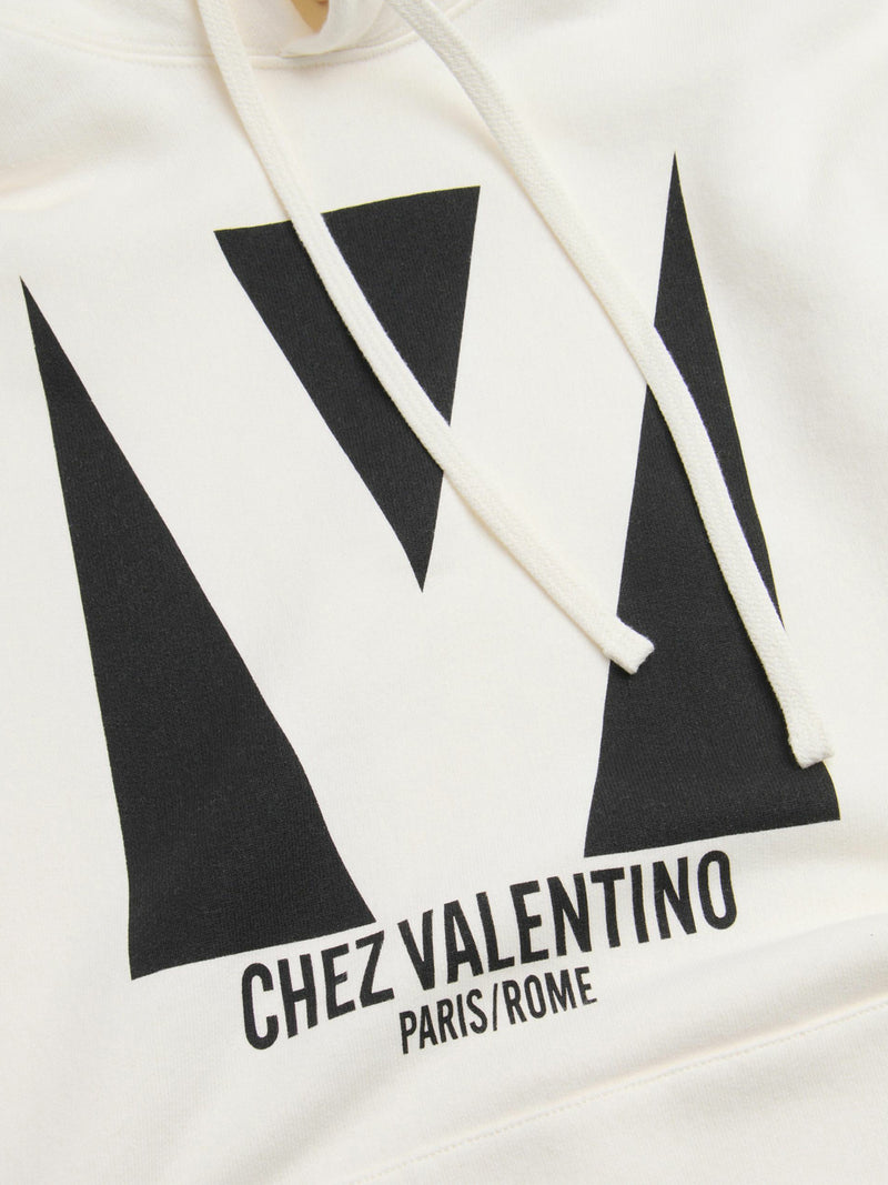 COTTON HOODIE WITH CHEZ VALENTINO PRINT