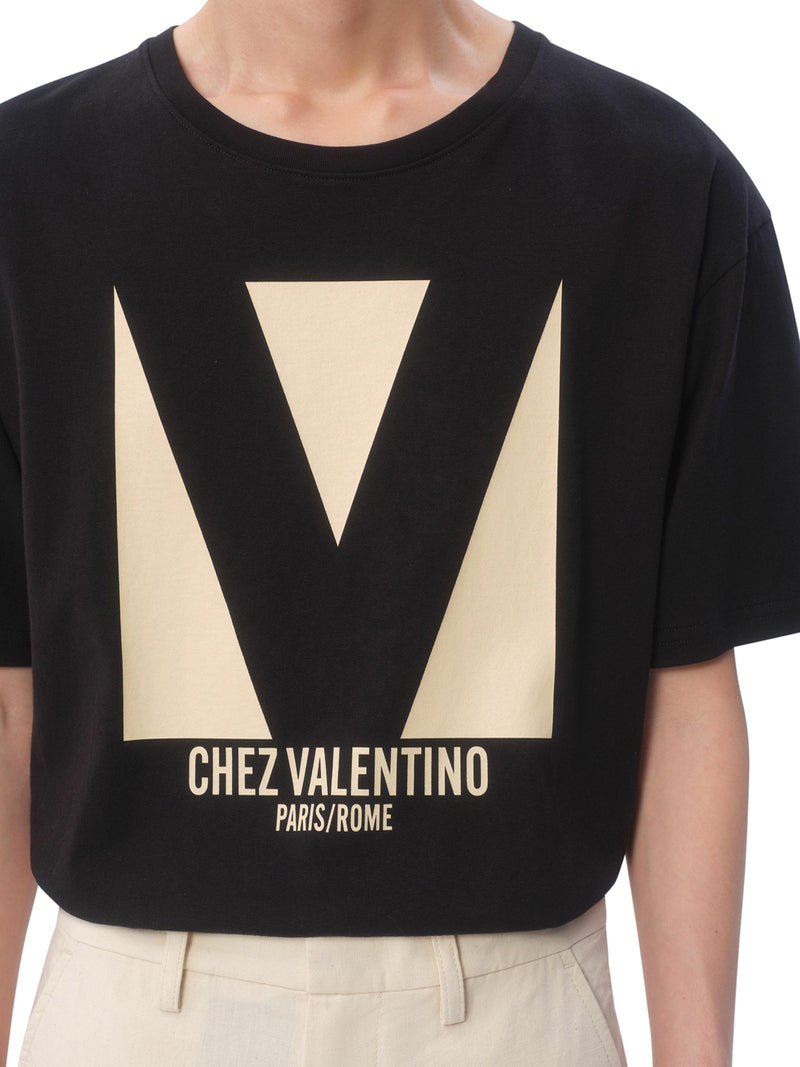 CHEZ VALENTINO PRINT COTTON T-SHIRT