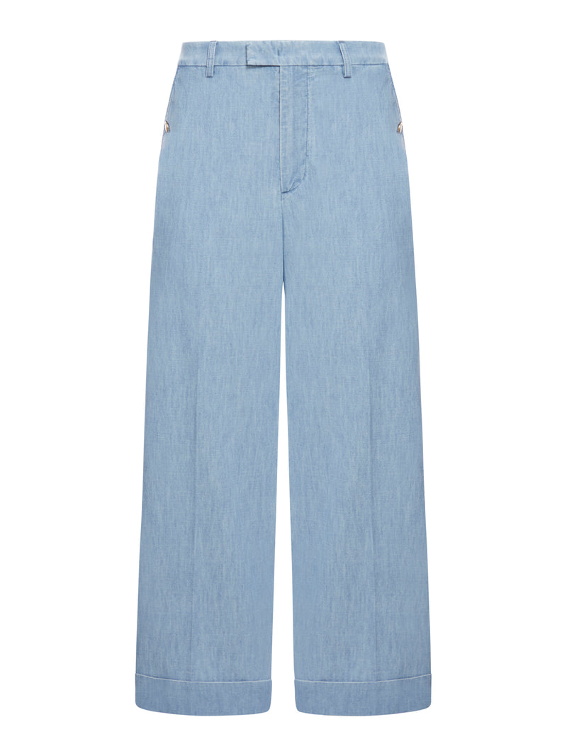 DENIM TROUSERS WITH TURN-UP