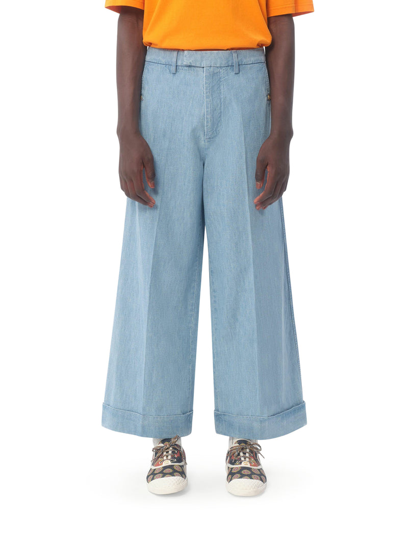 DENIM TROUSERS WITH TURN-UP