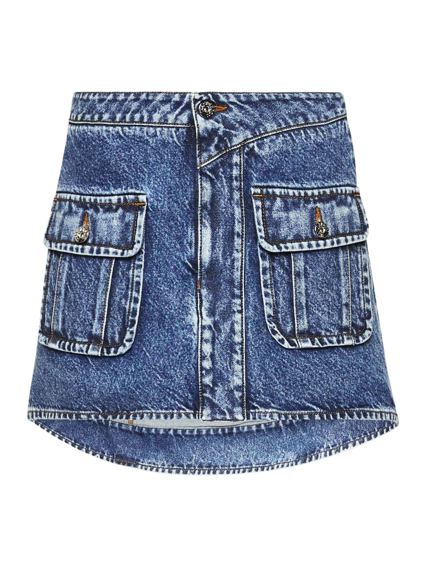 CURVED PATCH POCKET MINI SKIRT