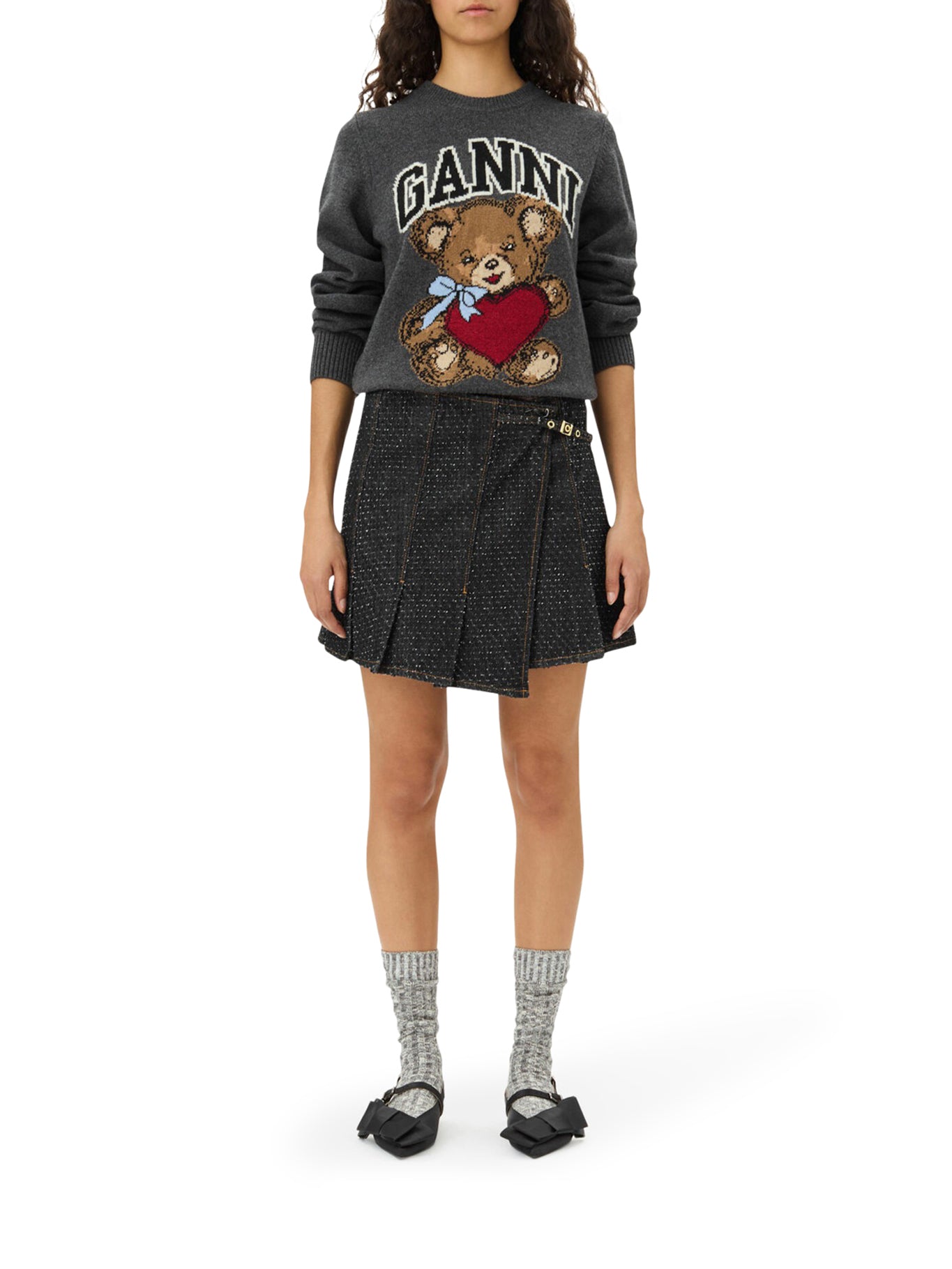 DARK GREY GRAPHIC BEAR JUMPER