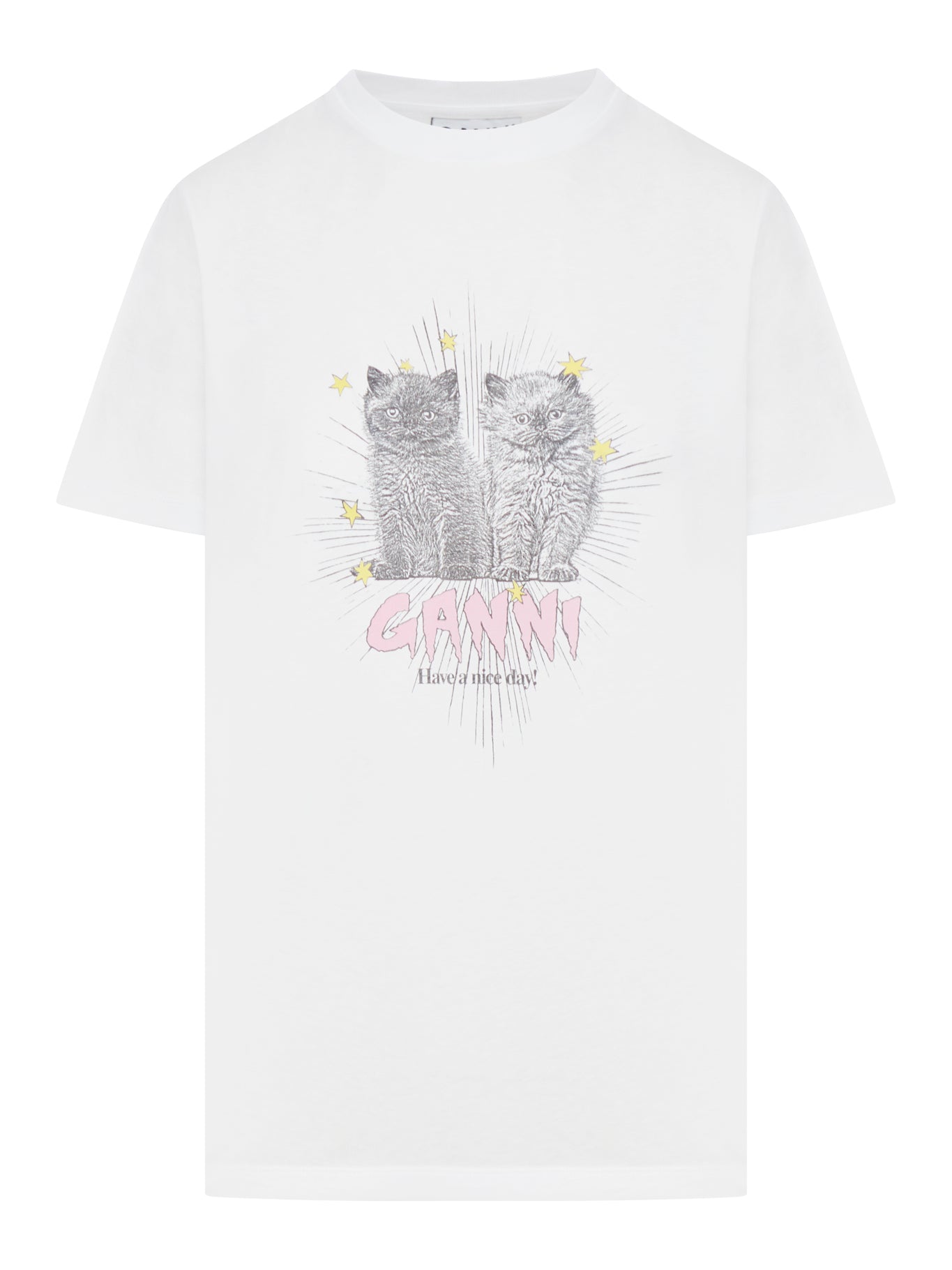 WHITE BASIC JERSEY KITTENS RELAXED T-SHIRT