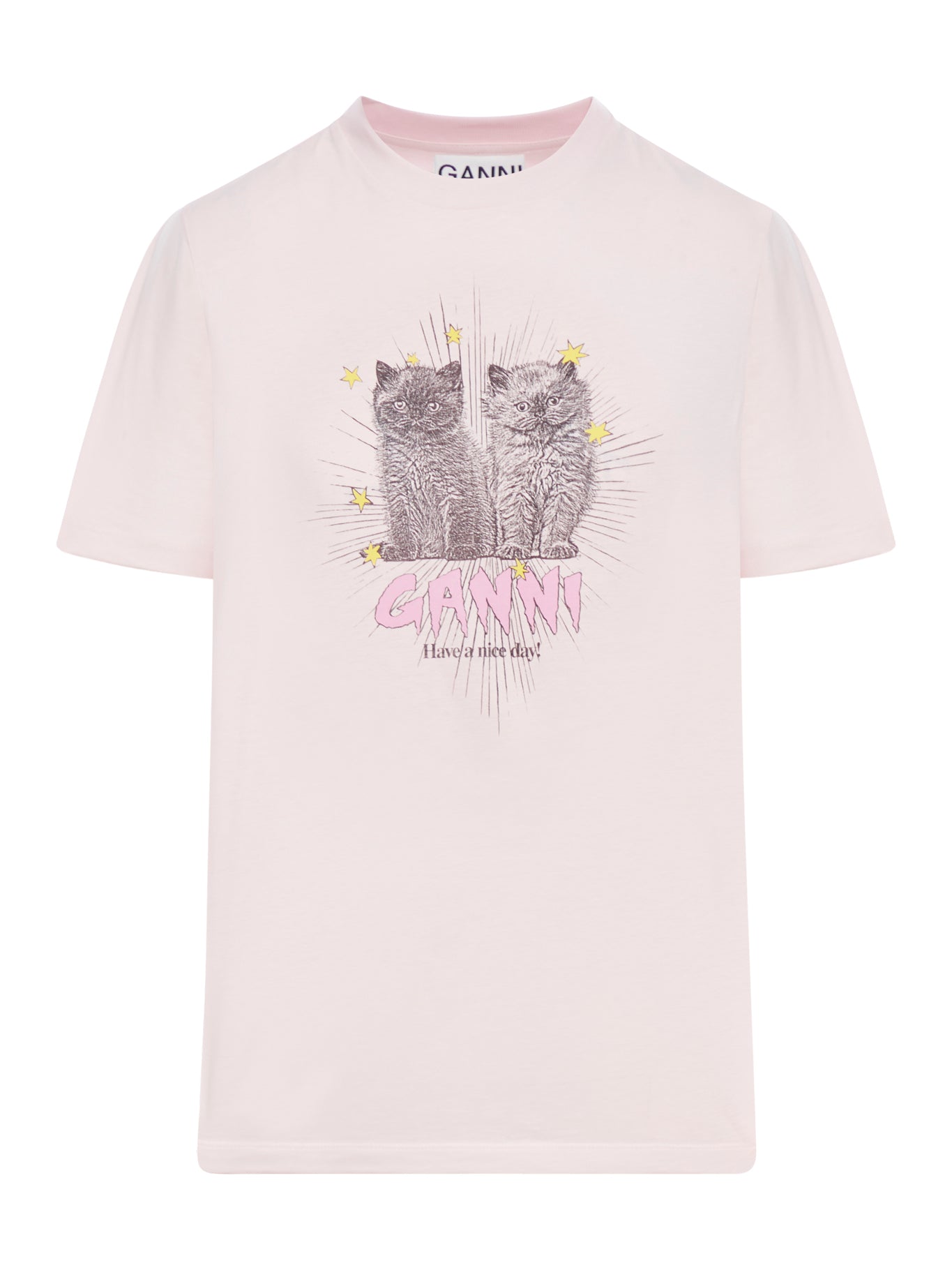 PINK BASIC JERSEY KITTENS RELAXED T-SHIRT