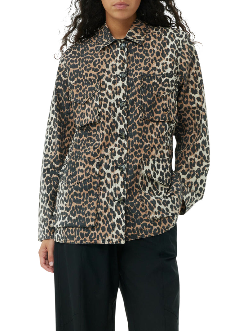 LEOPARD COTTON CANVAS JACKET