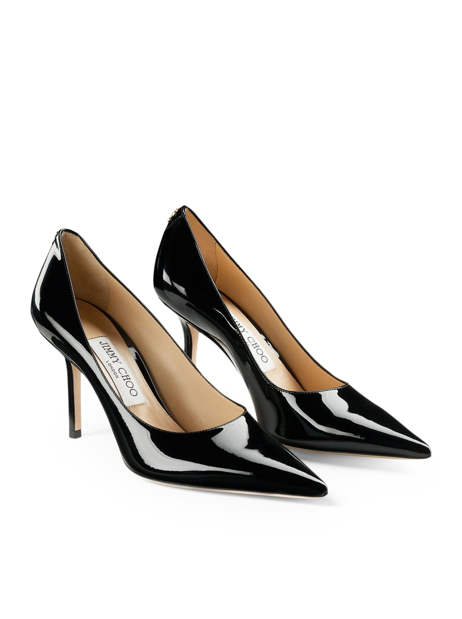 Patent Leather Pointy Toe pumpss with JC Emblem