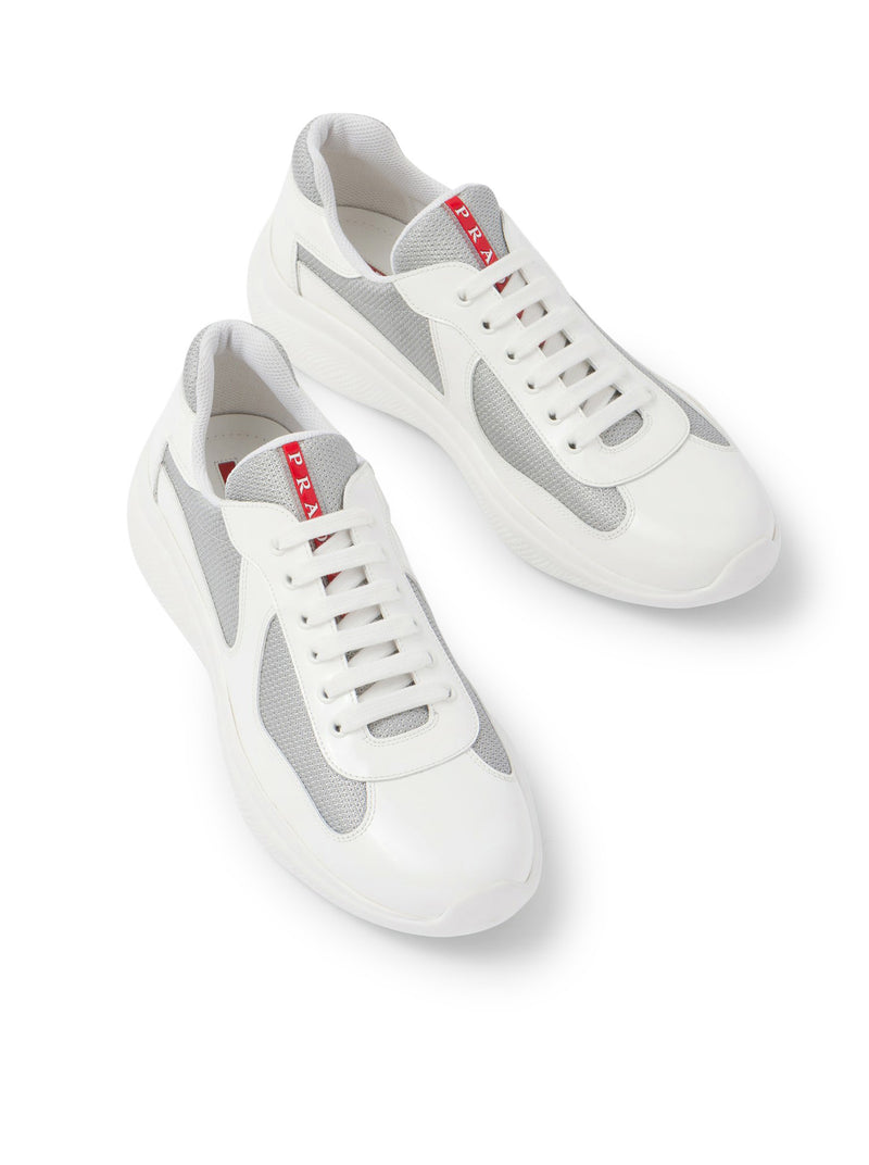 PRADA AMERICA`S CUP PATENT LEATHER AND BIKE FABRIC SNEAKERS