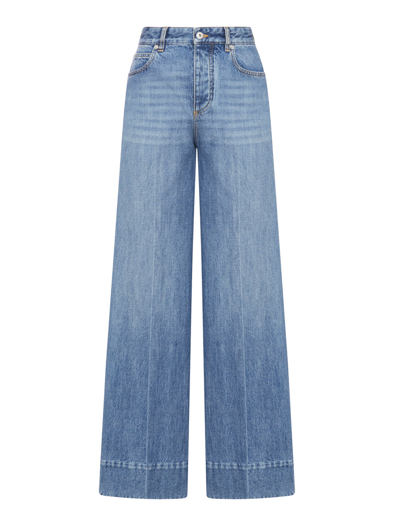 Palazzo jeans in stonewashed denim