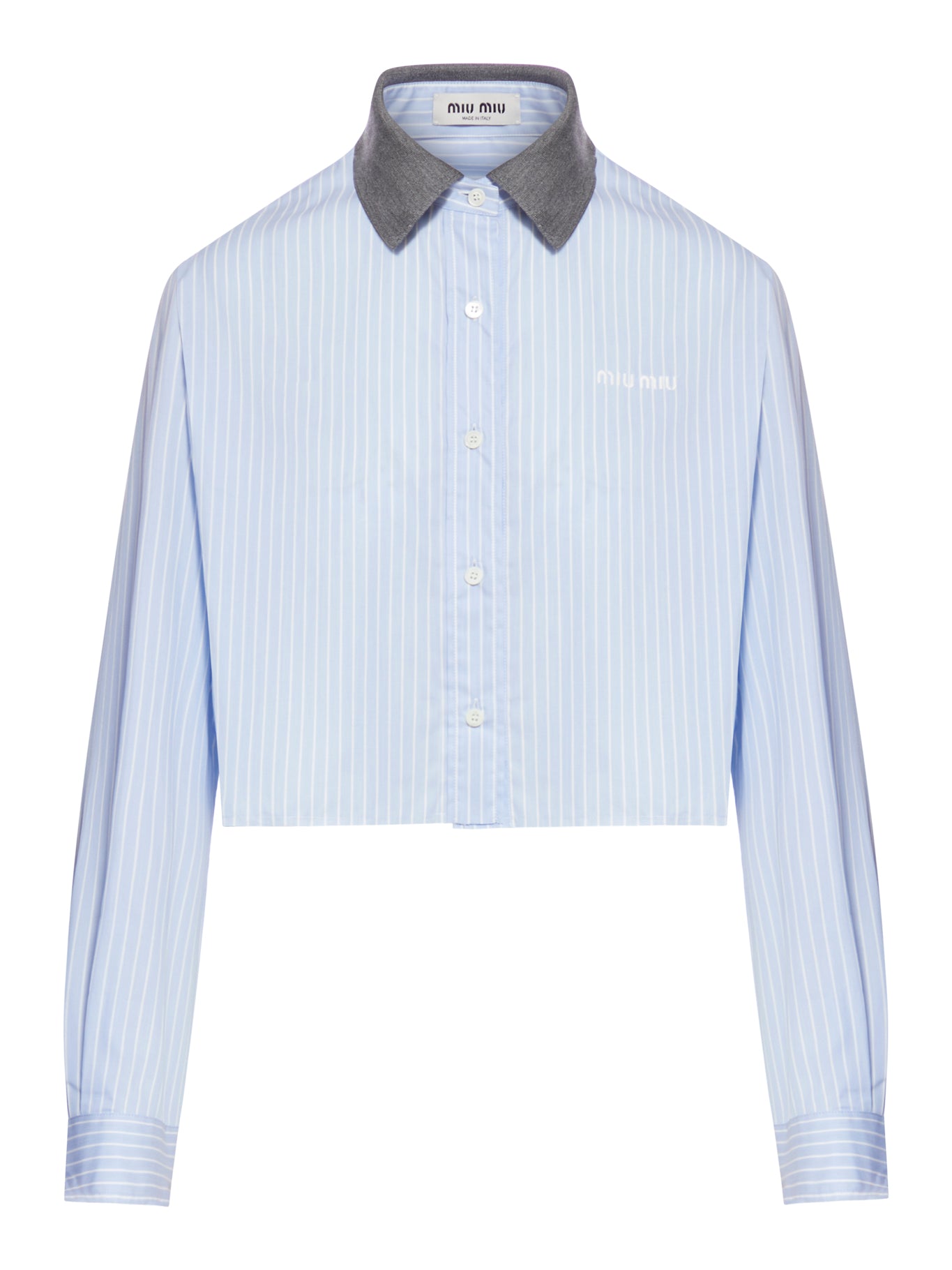 STRIPED COTTON SHIRT WITH CONTRAST COLLAR