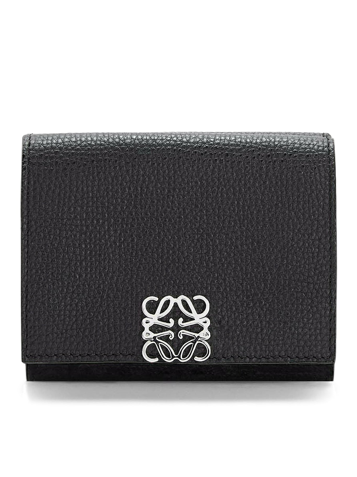 Anagram trifold wallet in pebble grain calfskin