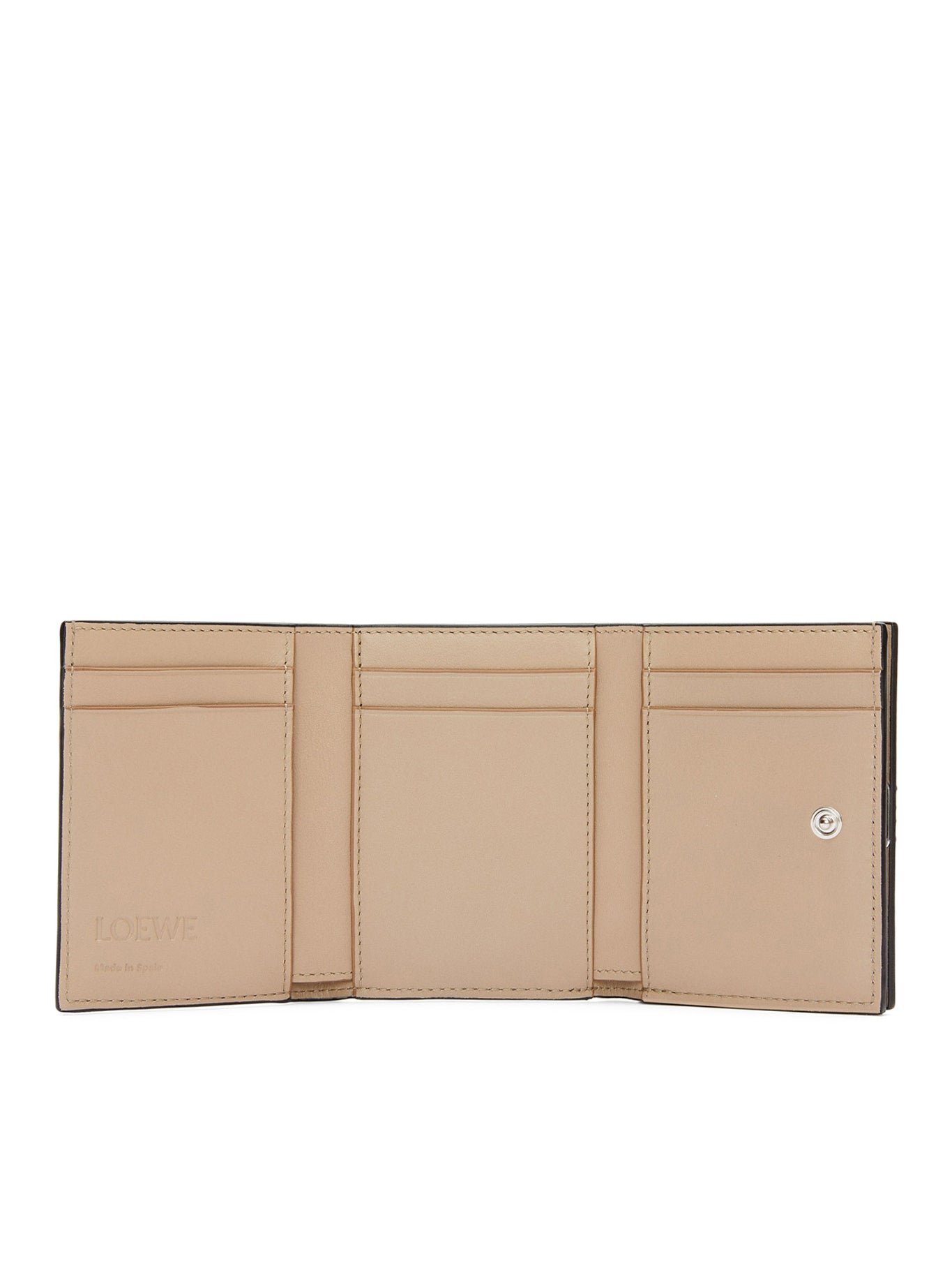 Anagram trifold wallet in pebble grain calfskin