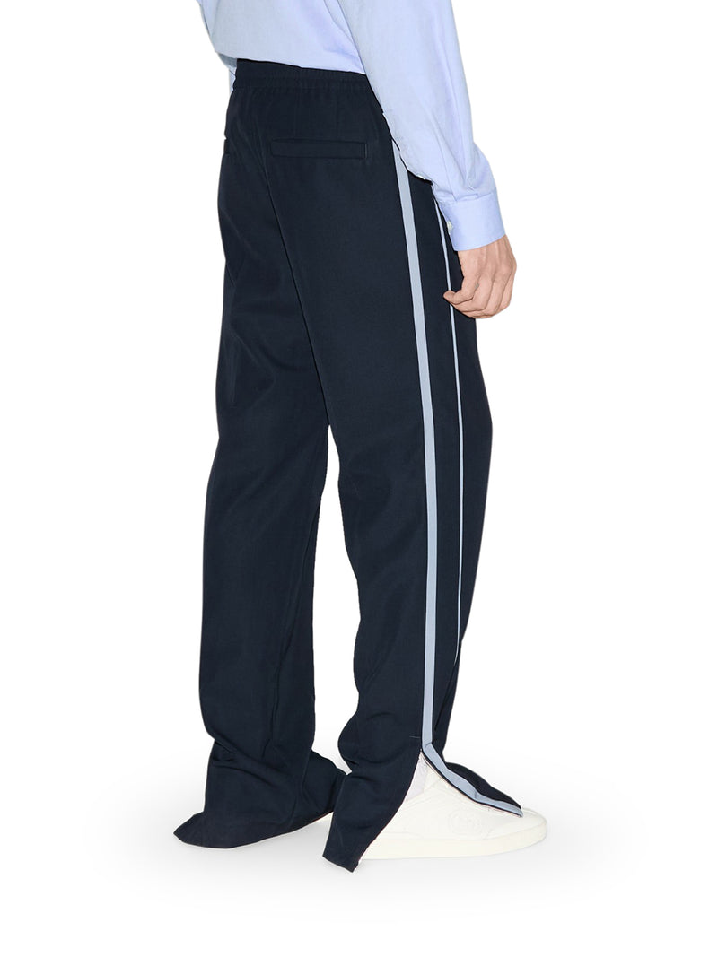 WOOL TWILL EMBROIDERED TROUSERS