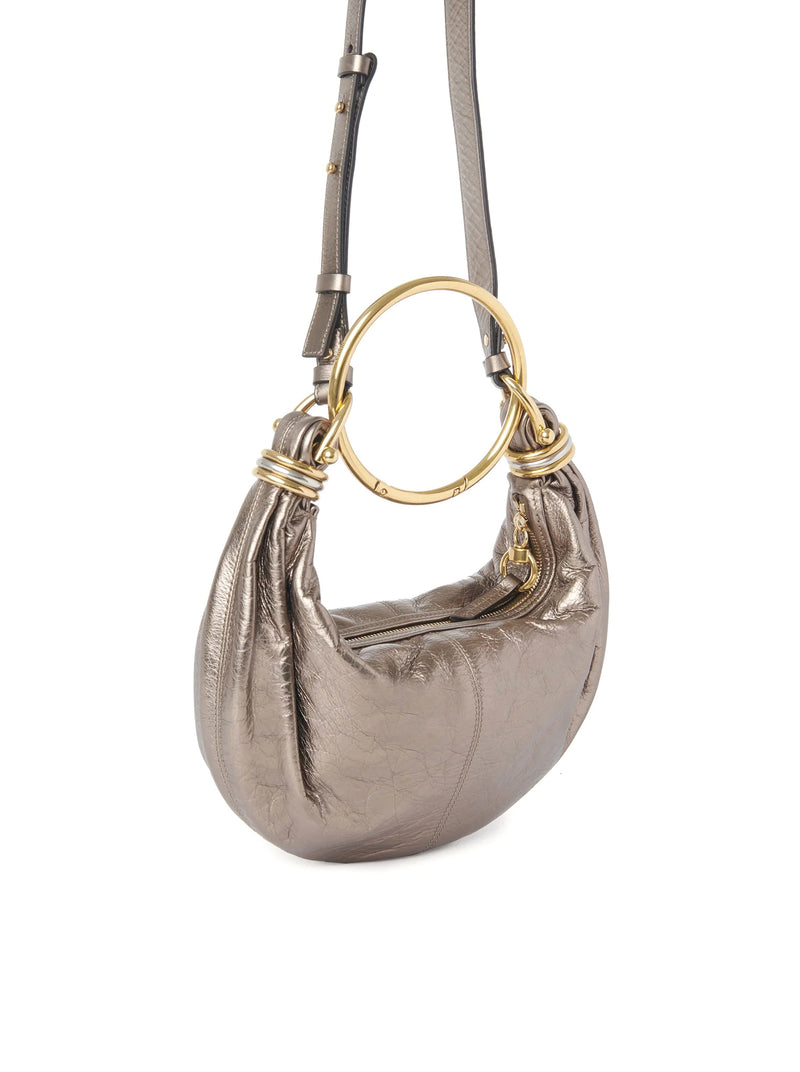 BRACELET HOBO BAG SMALL IN METALLIC LEATHER