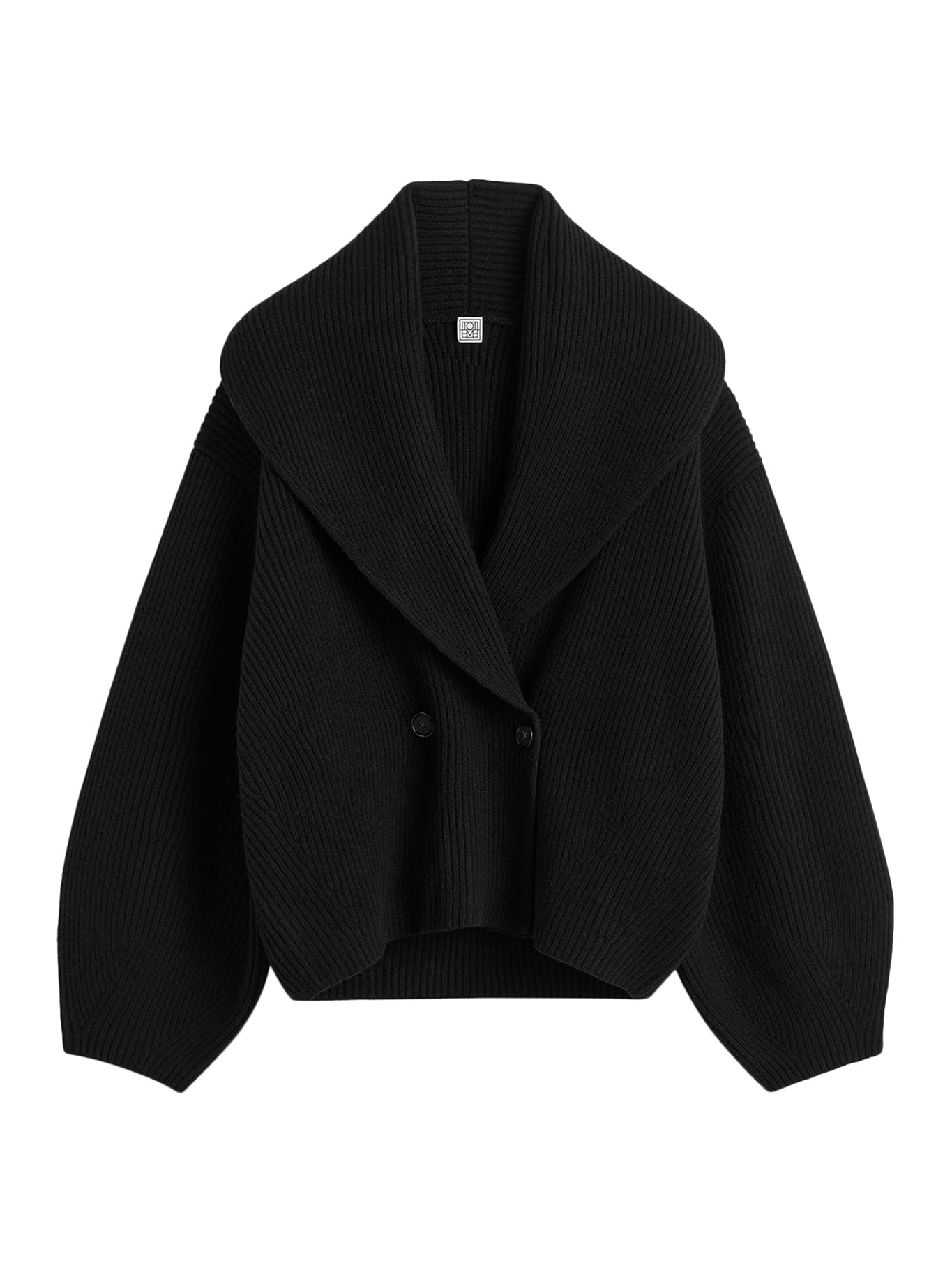 Shawl-lapel cardigan black