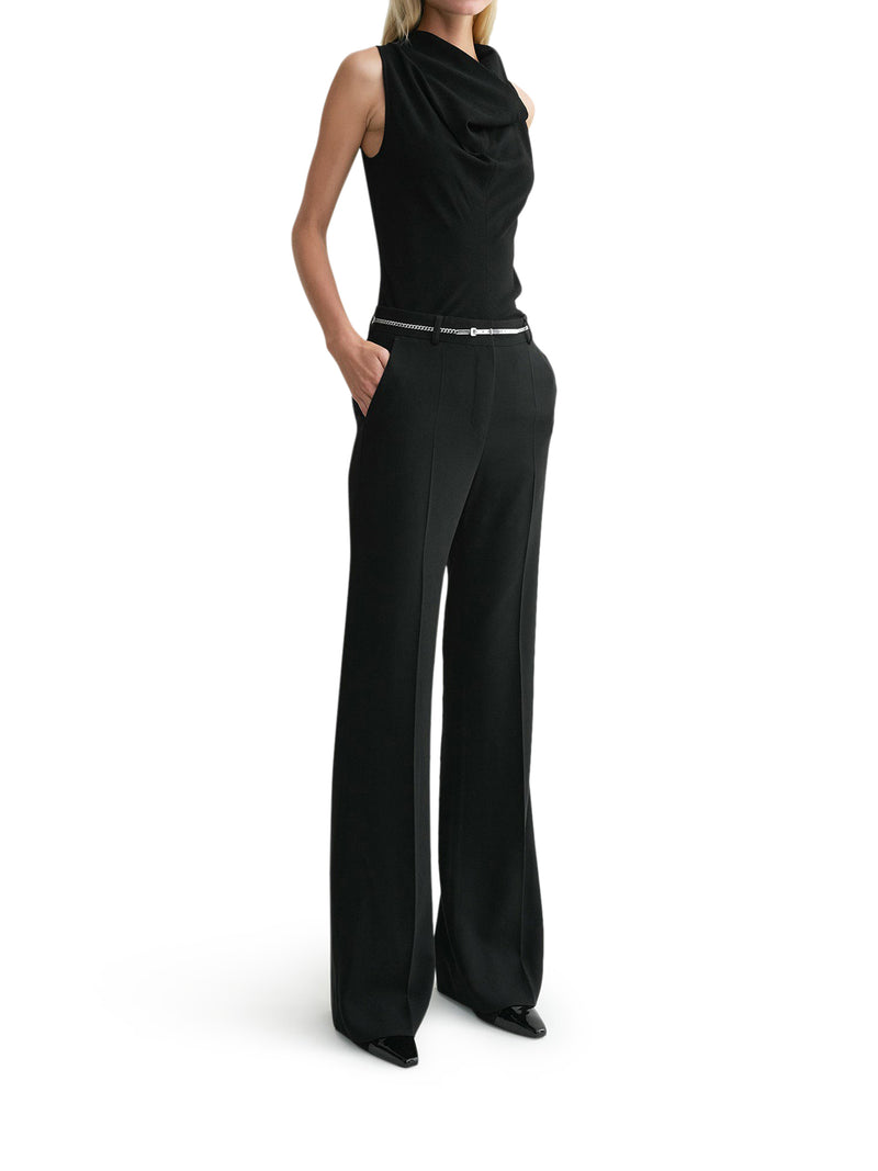 VISCOSE AND VIRGIN WOOL FLARE TROUSERS