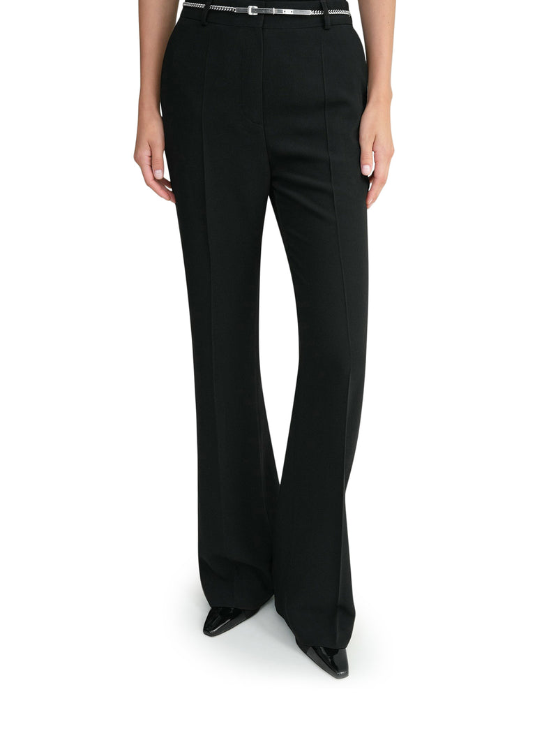 VISCOSE AND VIRGIN WOOL FLARE TROUSERS