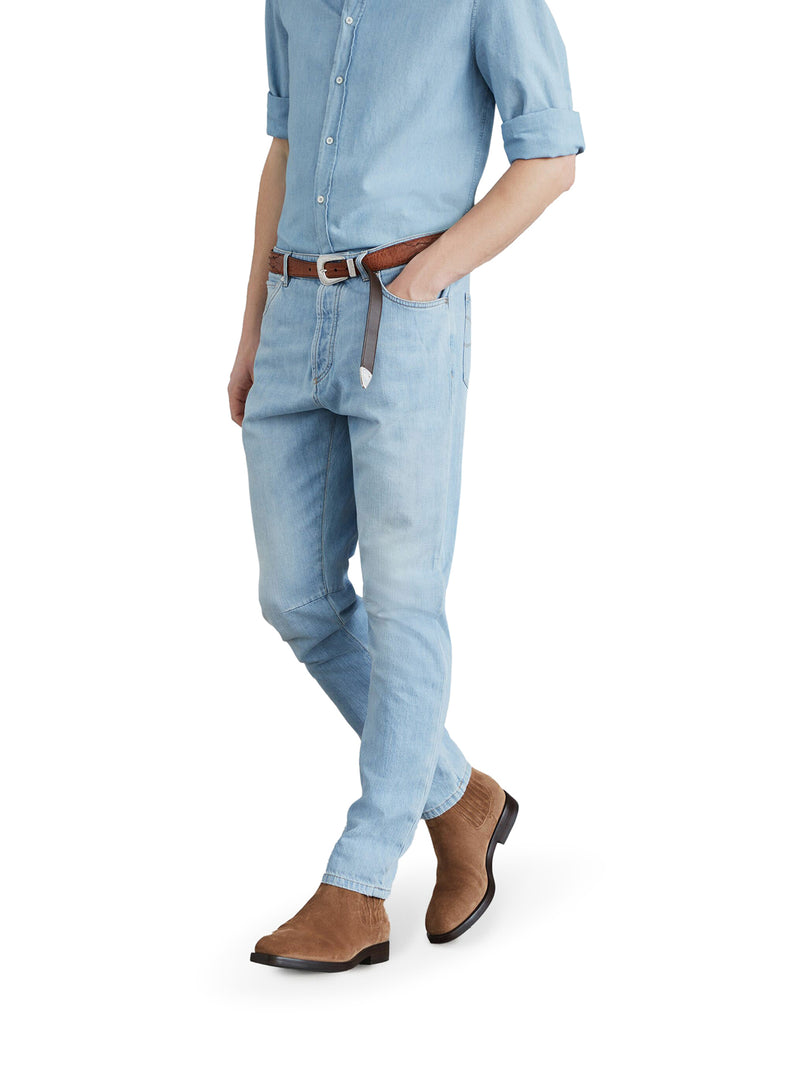 Mid-rise tapered jeans