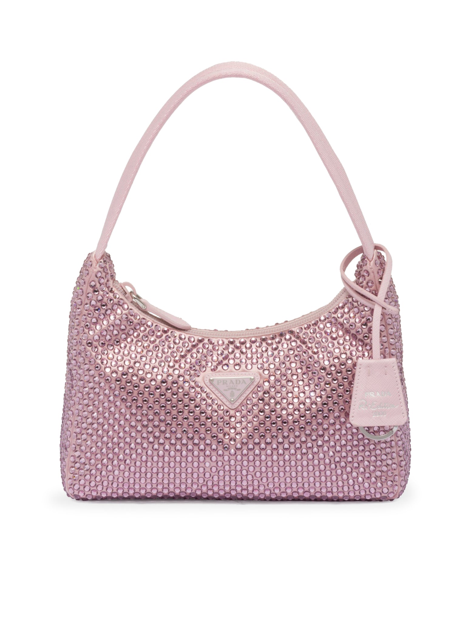 Mini satin bag with crystals