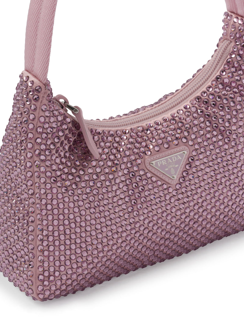 Mini satin bag with crystals