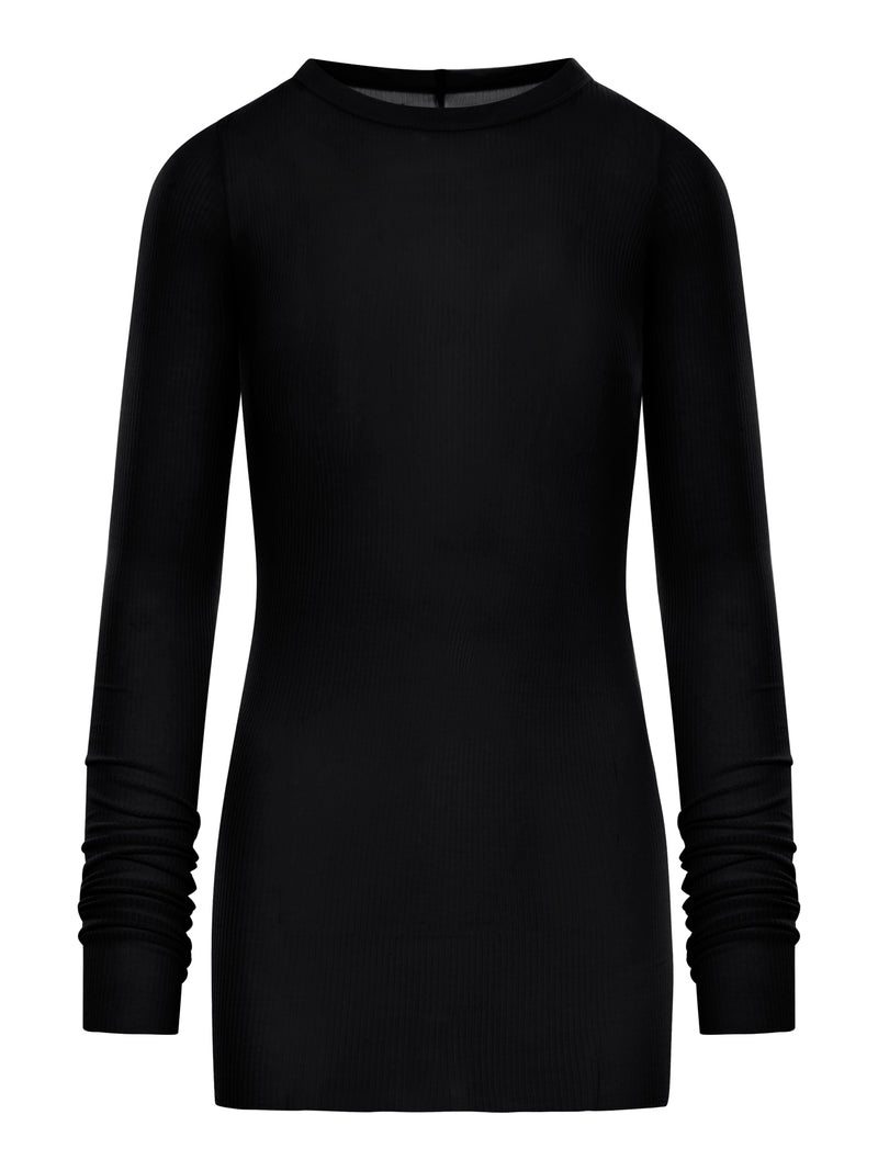 SEMI-TRANSPARENT FABRIC RIBBED SWEATER