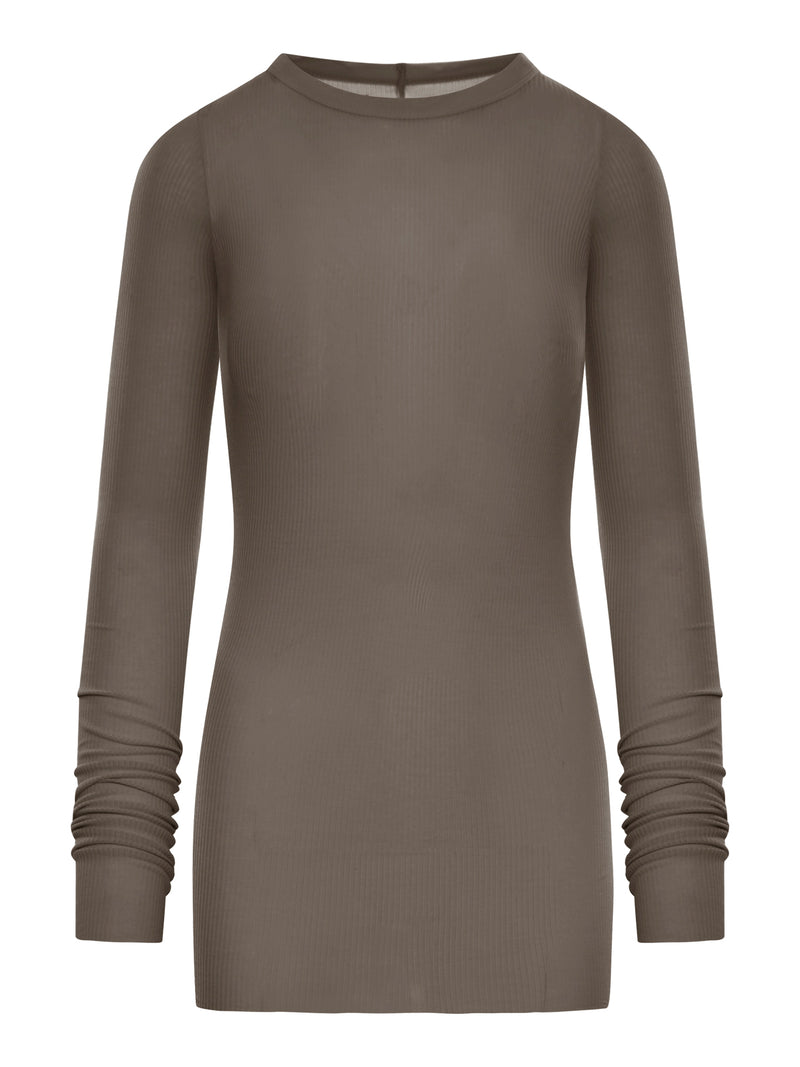 SEMI-TRANSPARENT FABRIC RIBBED SWEATER