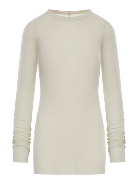 SEMI-TRANSPARENT FABRIC RIBBED SWEATER