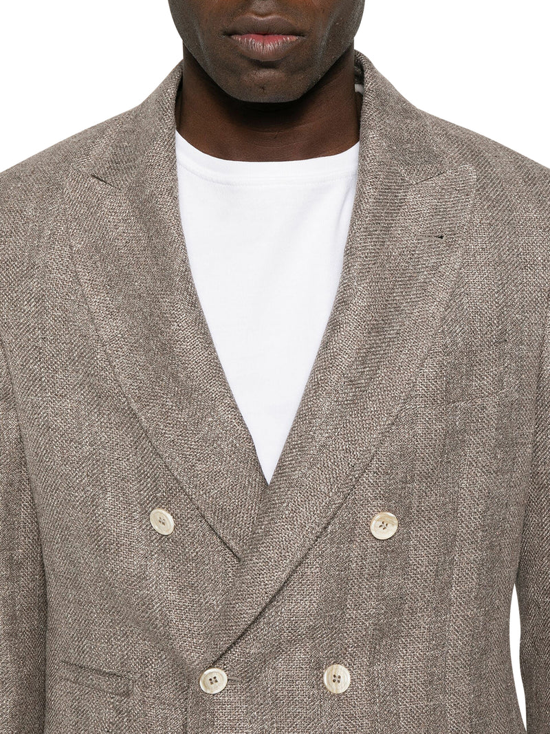 DOUBLE BREASTED BLAZER IN LINEN, WOOL AND SILK