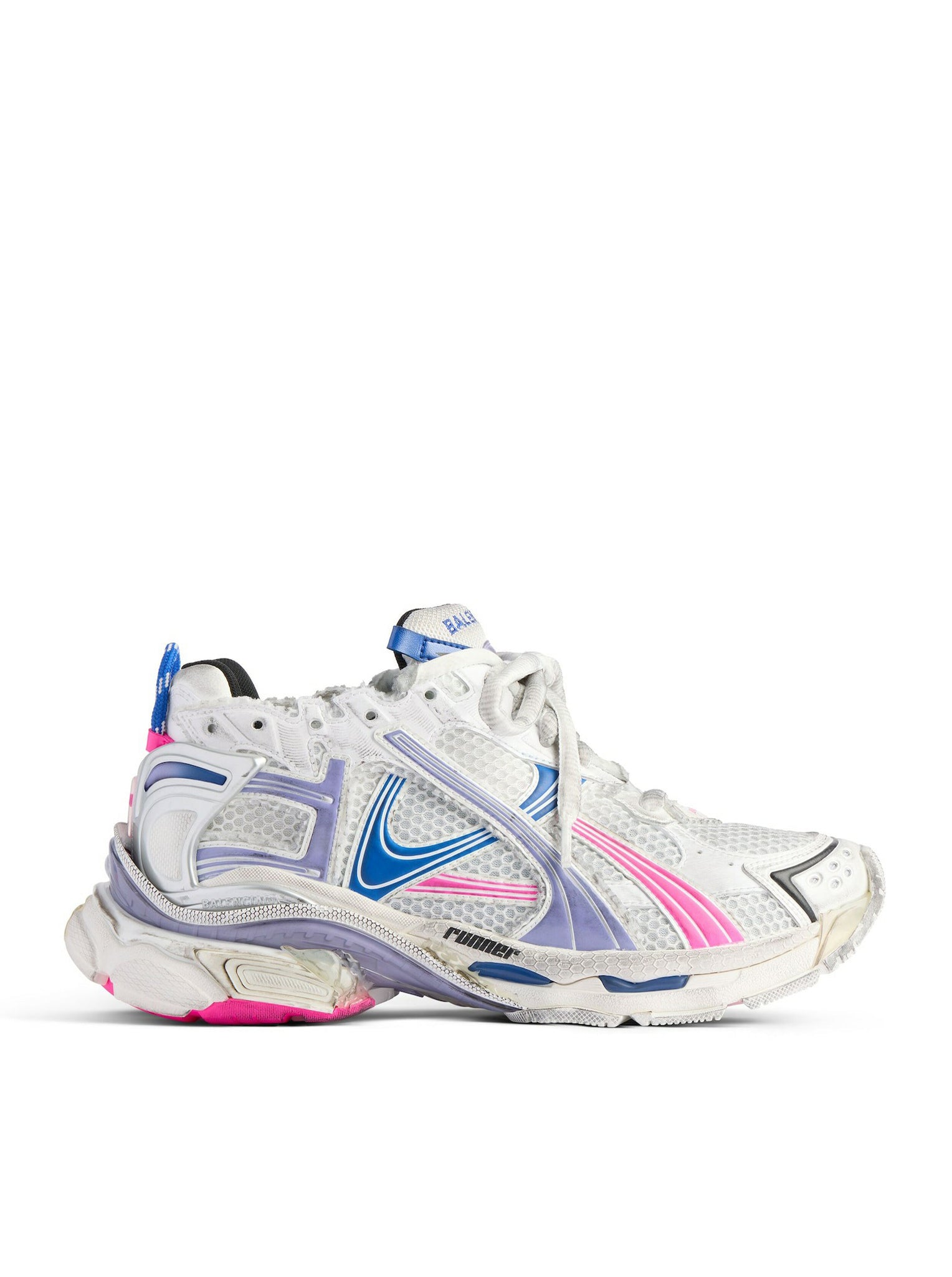 WOMEN`S RUNNER SNEAKER IN WHITE/LILAC/NEON PINK/NAVY