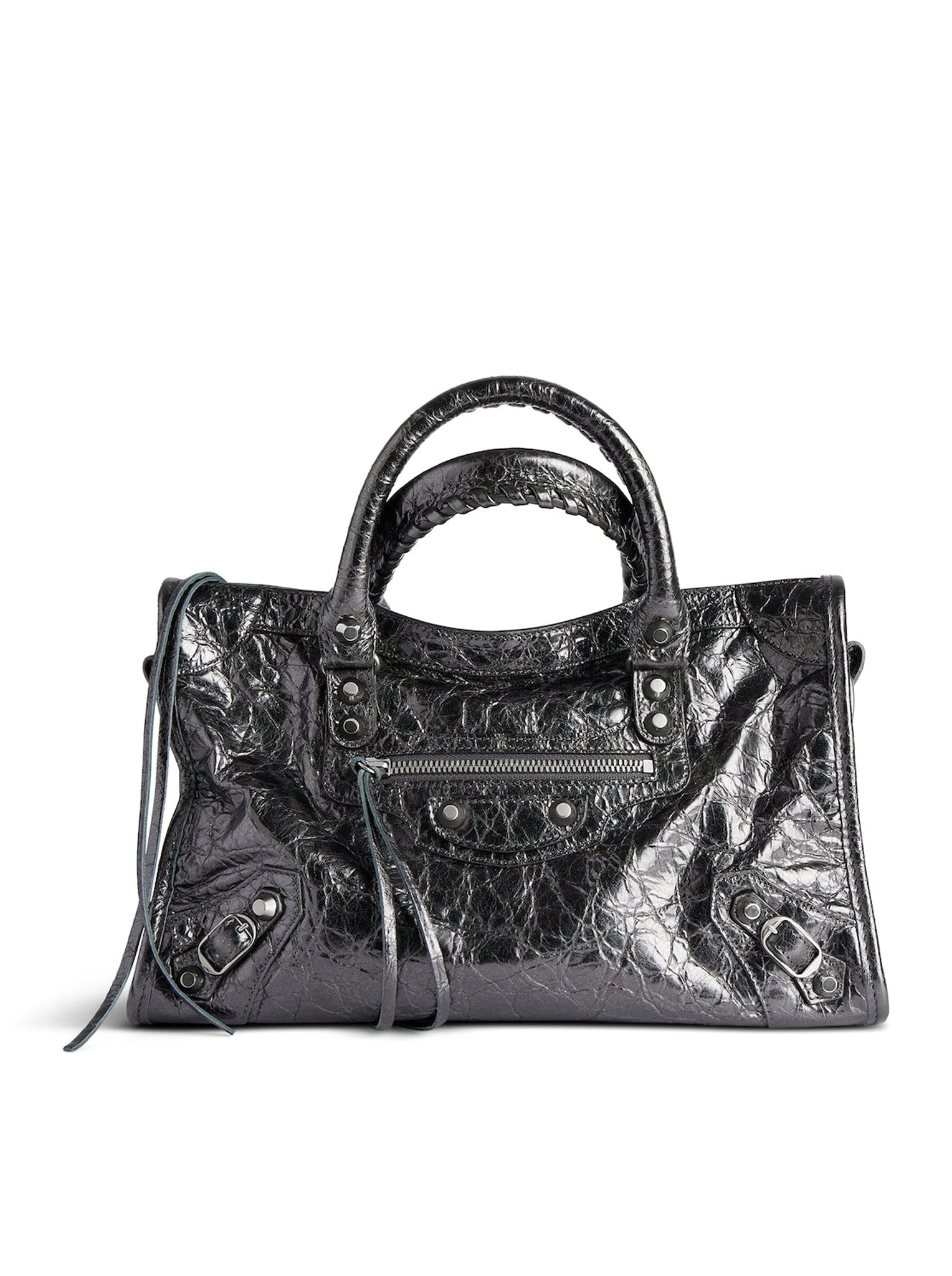 LE CITY SMALL METALLIC WOMEN`S BAG IN STEEL GREY