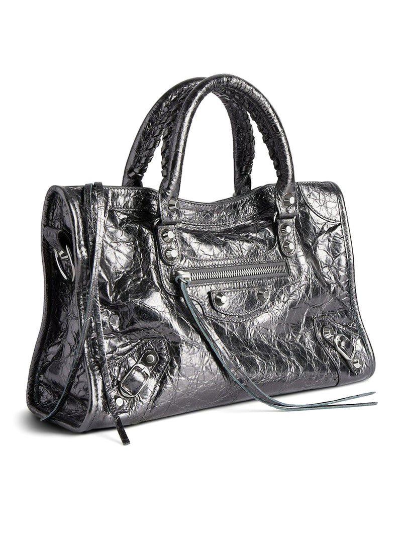 LE CITY SMALL METALLIC WOMEN`S BAG IN STEEL GREY