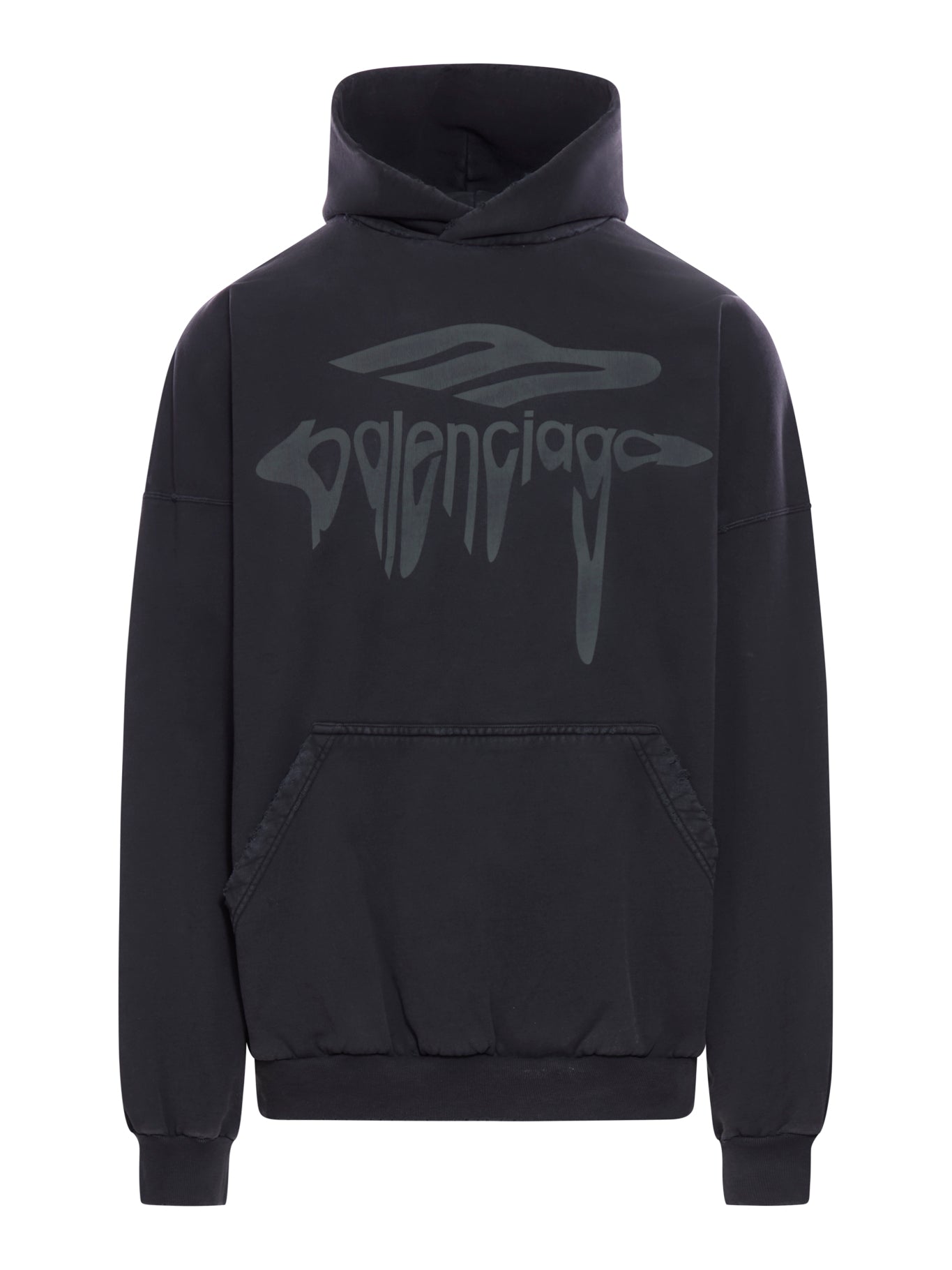 3B LIQUIFIED LARGE FIT MEN`S HOODIE IN BLACK/GREY