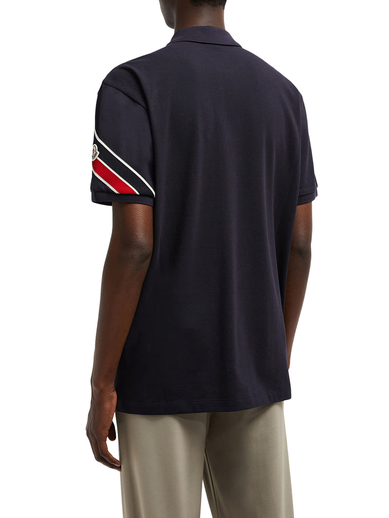 TRICOLOUR-TRIMMED COTTON PIQUET T-SHIRT