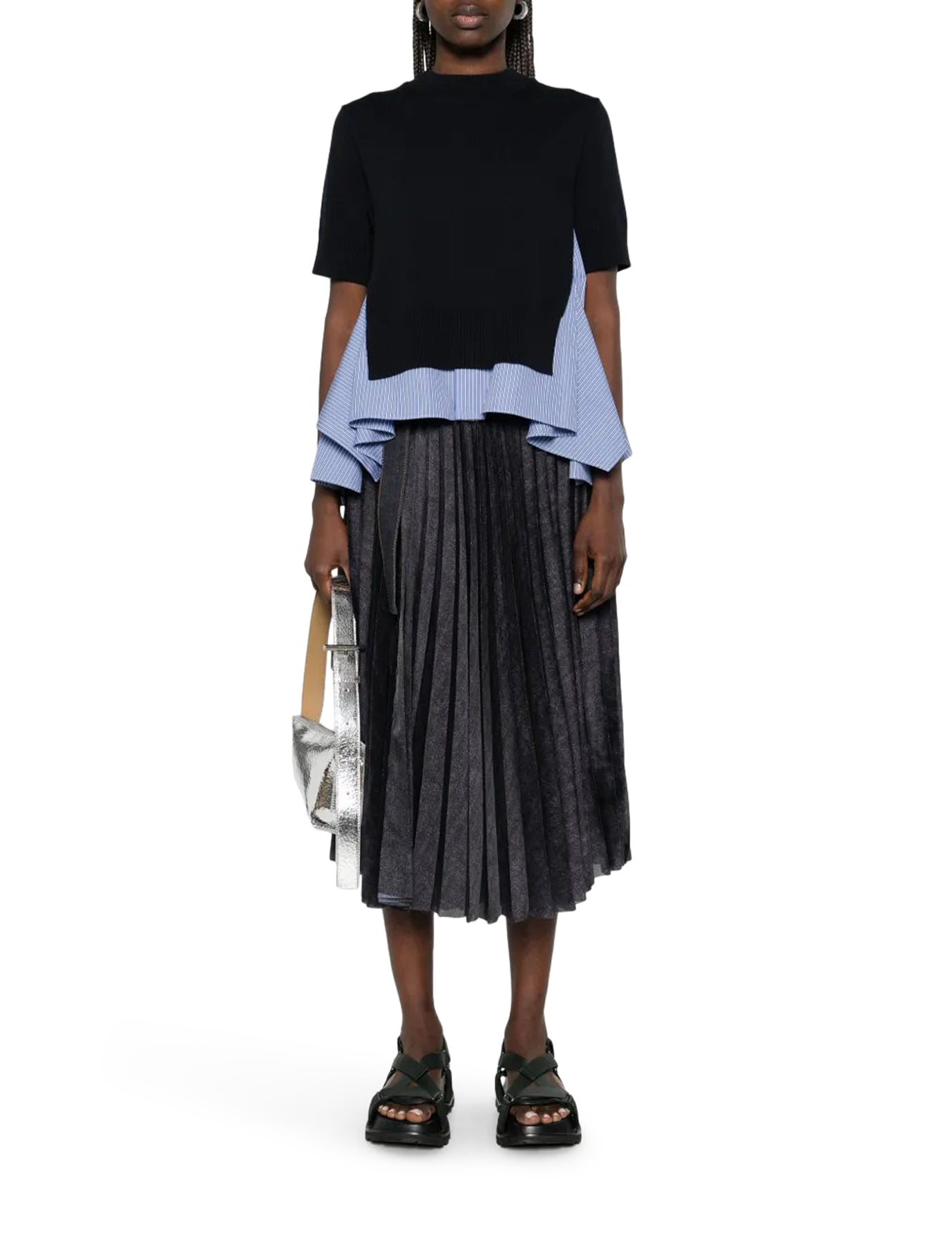 MIDI SKIRT WITH DENIM INSERTS