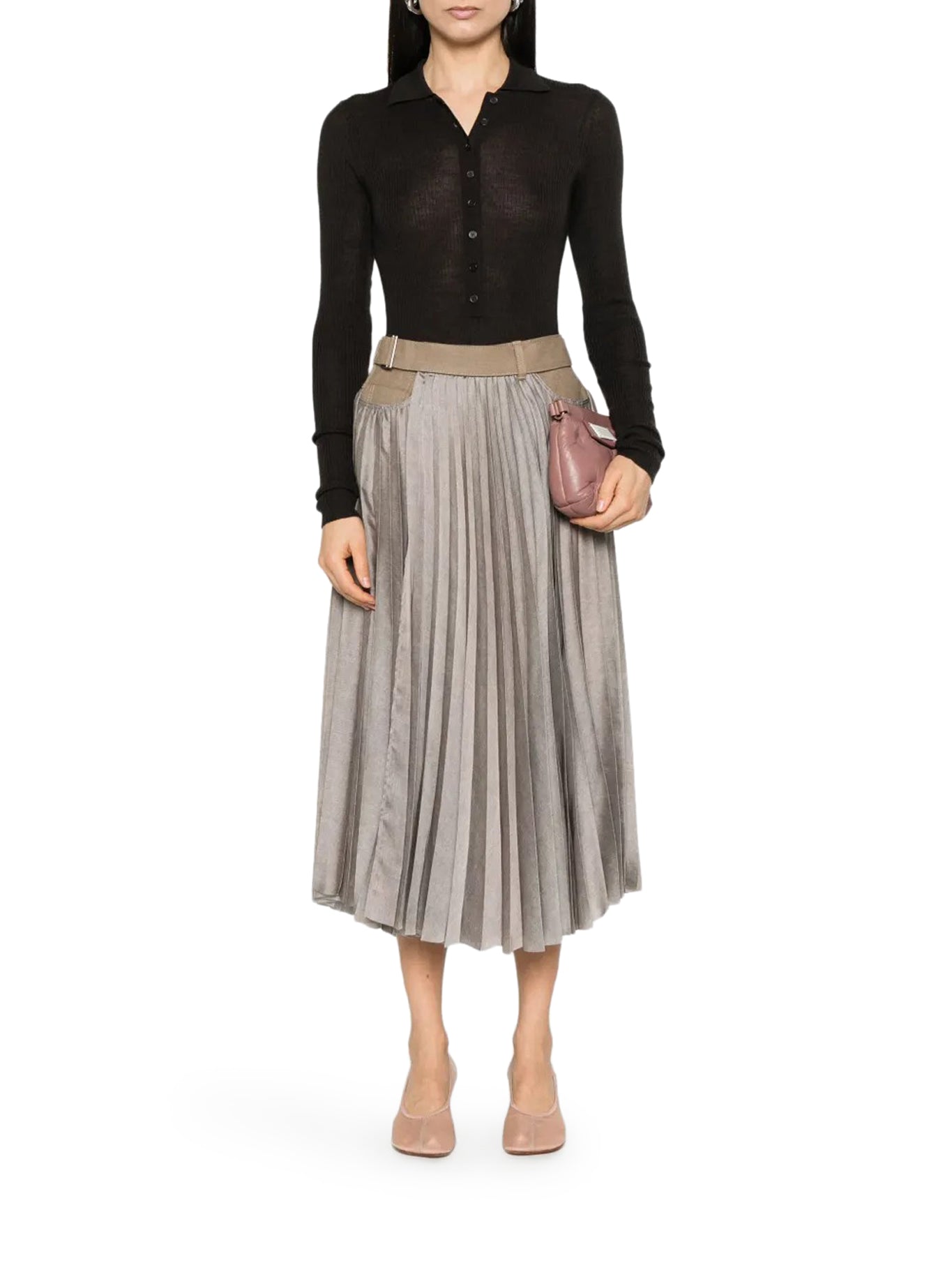 MIDI SKIRT WITH DENIM INSERTS