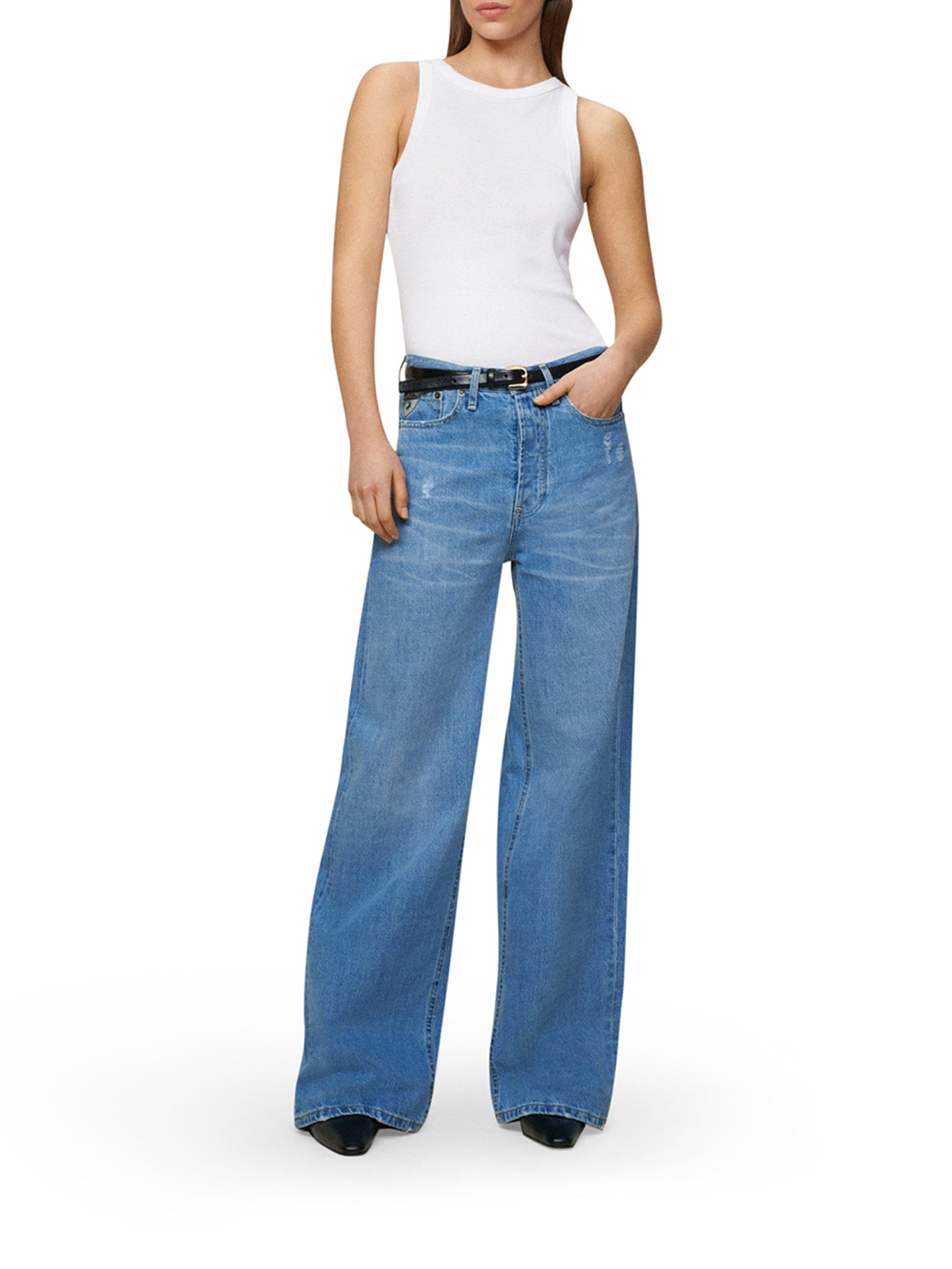 SKATER LOOSE WIDE LEG JEANS