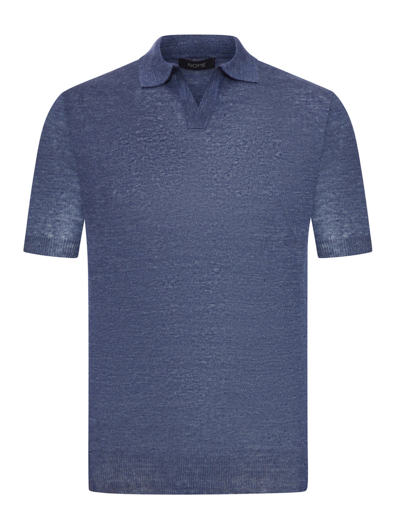 SHORT-SLEEVED LINEN POLO SHIRT