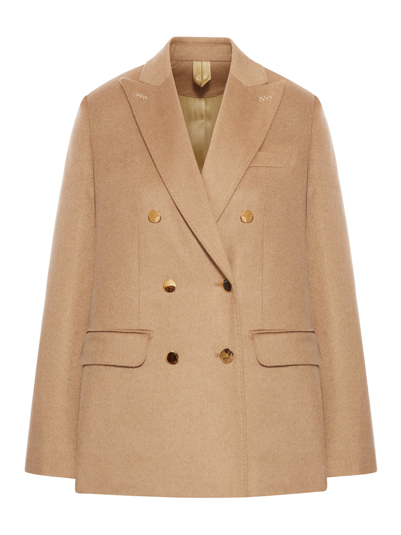 CAMEL DRAP BLAZER WITH SABLES